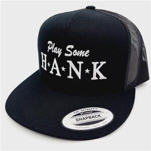 70s Retro Western Country Play Some Hank William Mesh Flat Bill Snapback Hat Cap